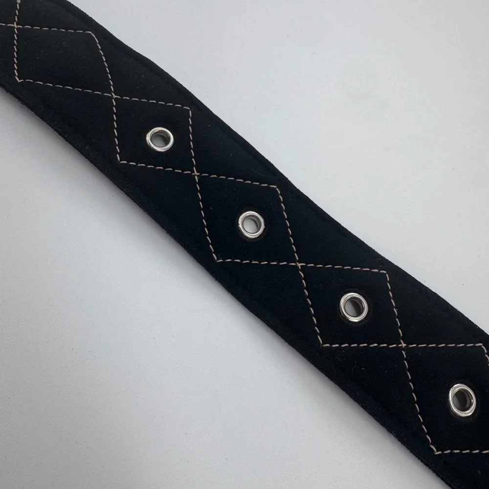 Equine Couture Quilted Suede Belt Black Tan Equestrian 85440BLT Size‎ M
